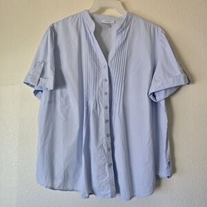Dressbarn Women's Plus 3XL 22/24W Button Up Top Lightweight Coastal Nautical